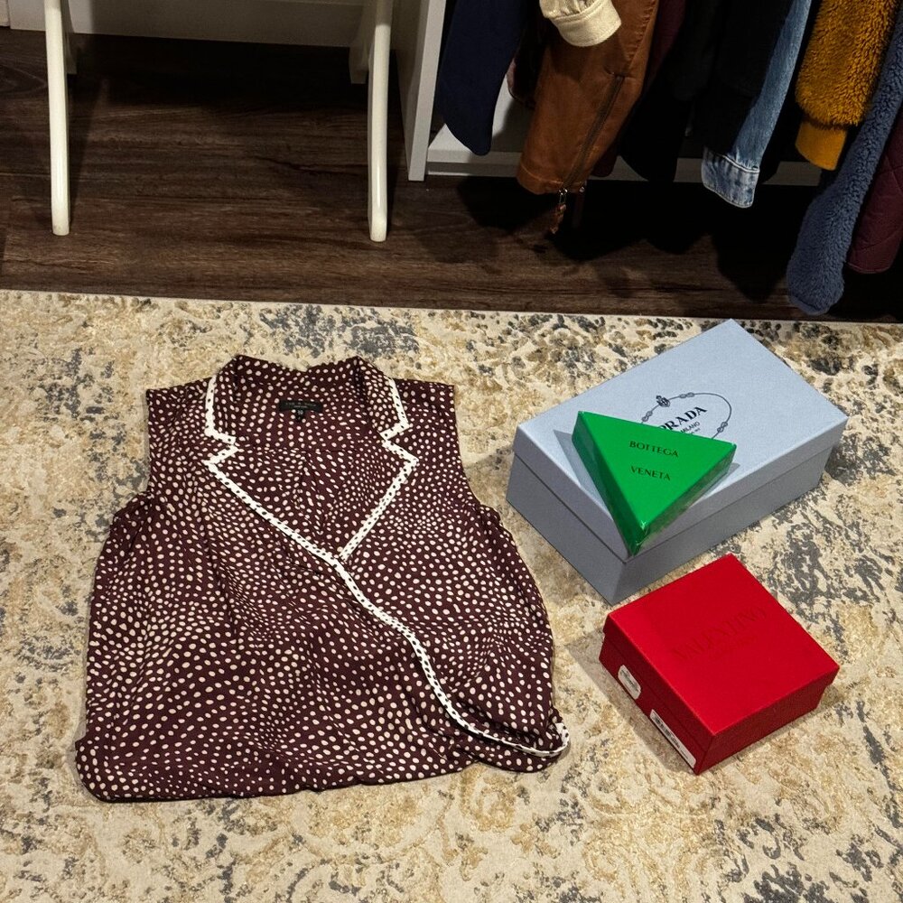 Brown polka dot sleeveless Rag and Bone top; XS